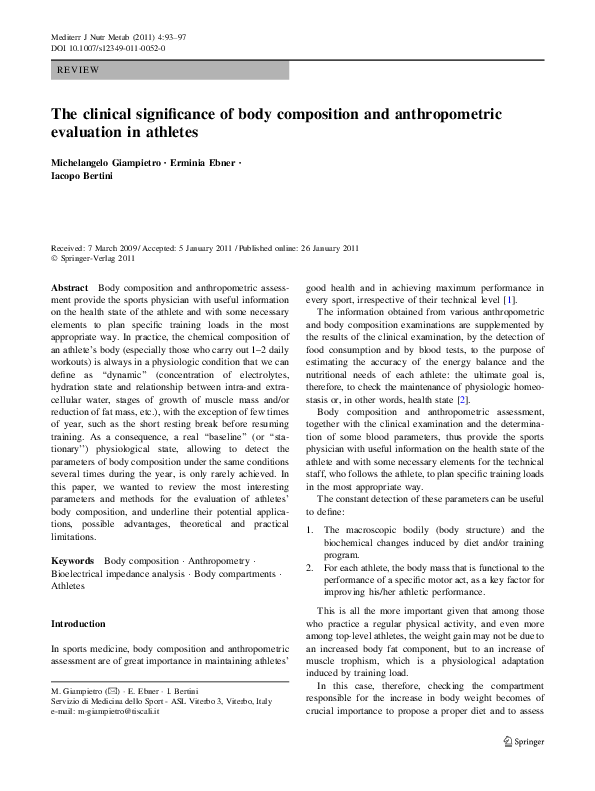 (PDF) The clinical significance of body composition and anthropometric ...