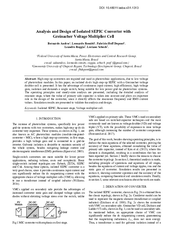 (PDF) Analysis and Design of Isolated SEPIC Converter with Greinacher ...
