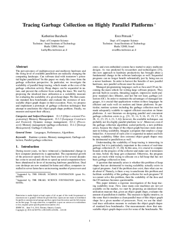 (PDF) Tracing garbage collection on highly parallel platforms