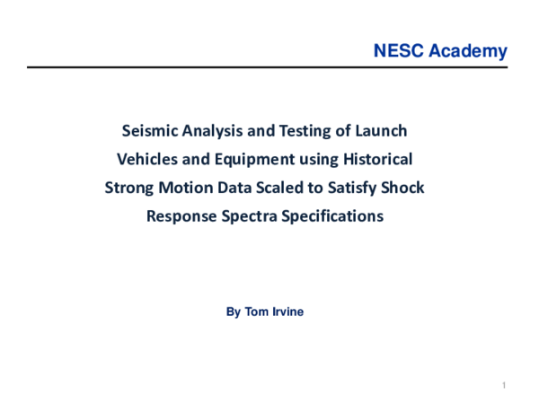 (PDF) Seismic Analysis and Testing of Launch Vehicles and Equipment ...