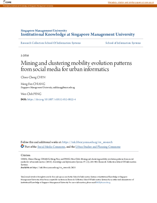 (PDF) Mining and clustering mobility evolution patterns from social ...