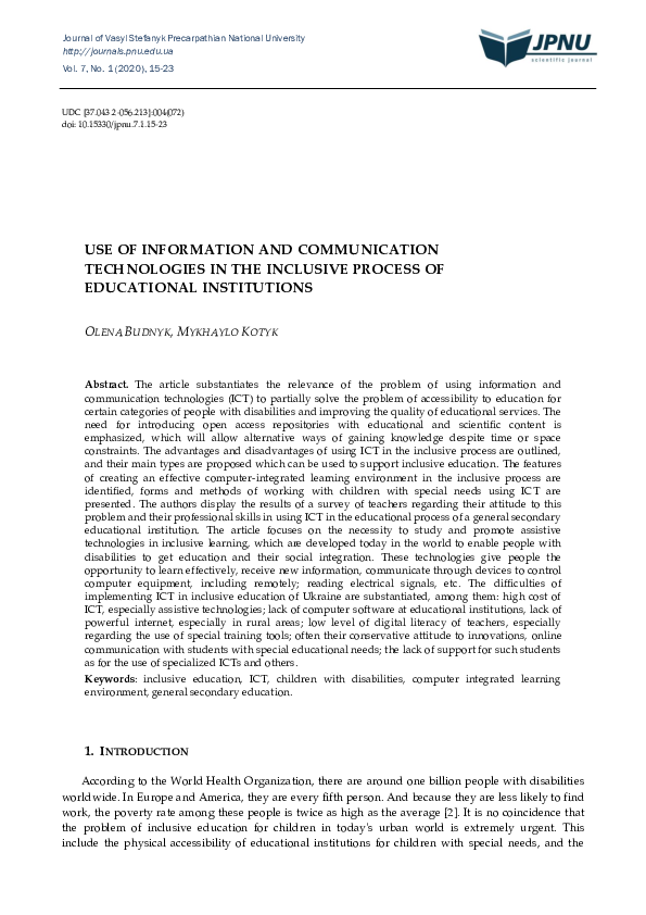 (PDF) Use of Information and Communication Technologies in the ...