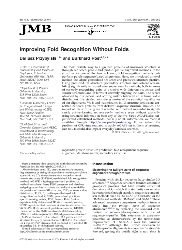 (PDF) Improving Fold Recognition Without Folds
