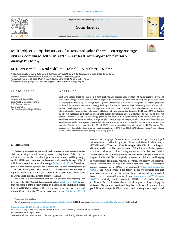 (PDF) Multi-objective optimisation of a seasonal solar thermal energy ...