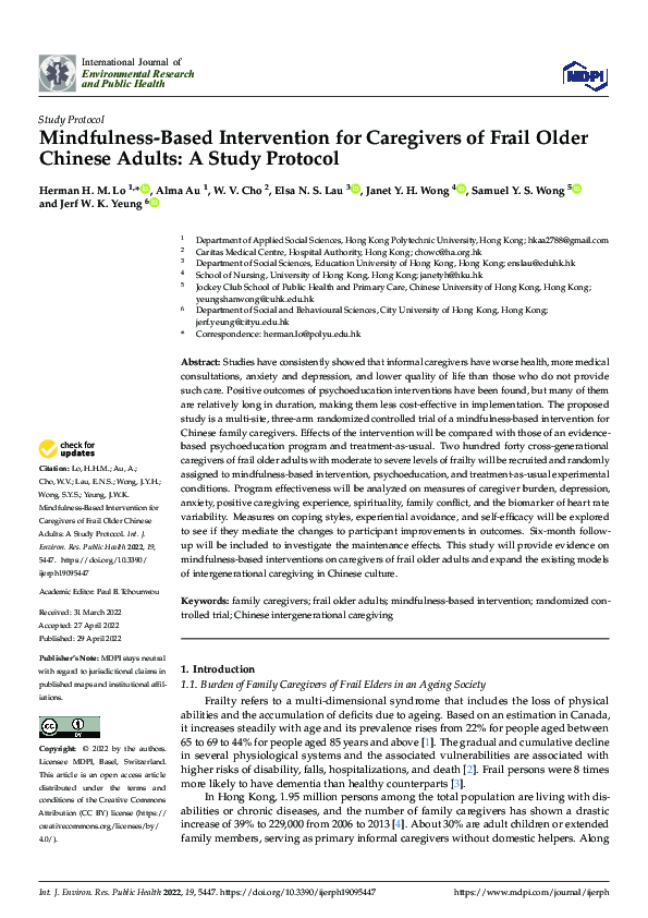 (PDF) Mindfulness-Based Intervention for Caregivers of Frail Older ...