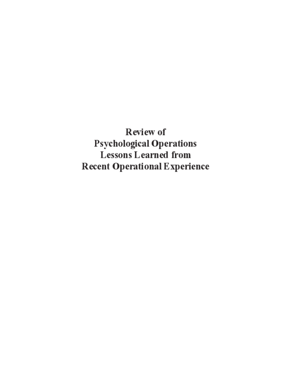 (PDF) Review of Psychological Operations Lessons Learned from Recent ...