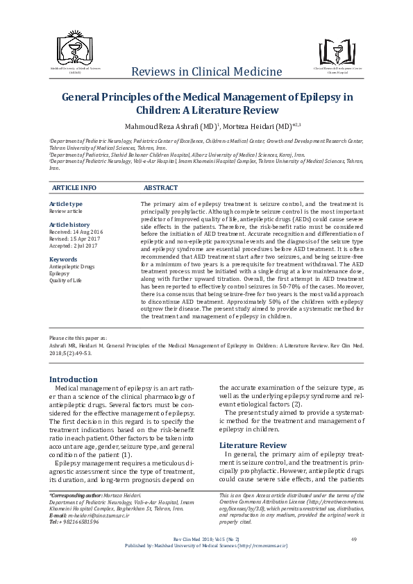 (PDF) General Principles of the Medical Management of Epilepsy in ...