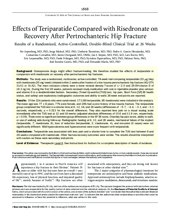 (PDF) Effects of Teriparatide Compared with Risedronate on Recovery ...