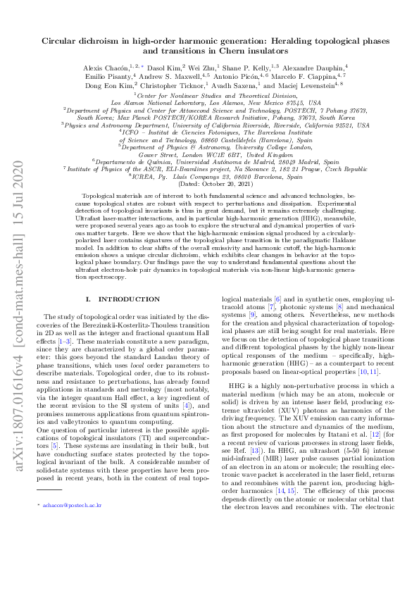 (PDF) Observing Topological Phase Transitions with High Harmonic Generation