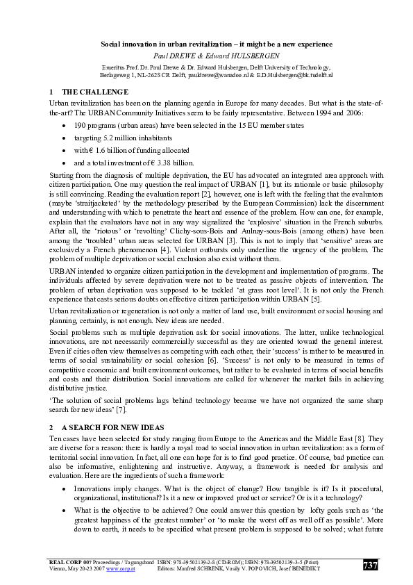 (PDF) Social innovation in urban revitalization – it might be a new ...