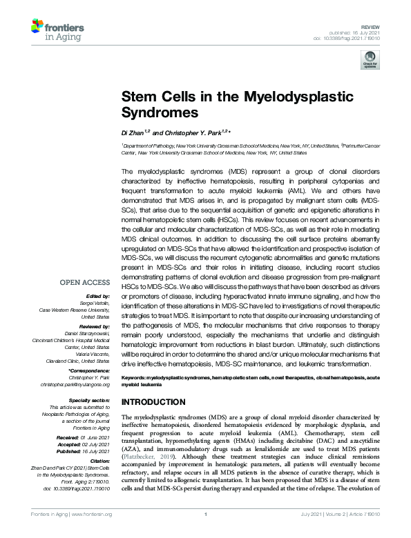 (PDF) Stem Cells in the Myelodysplastic Syndromes
