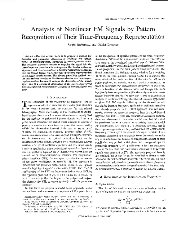 (PDF) Analysis of nonlinear FM signals by pattern recognition of their ...