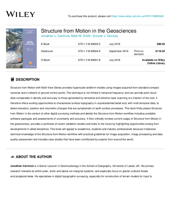 (PDF) Structure from Motion in the Geosciences