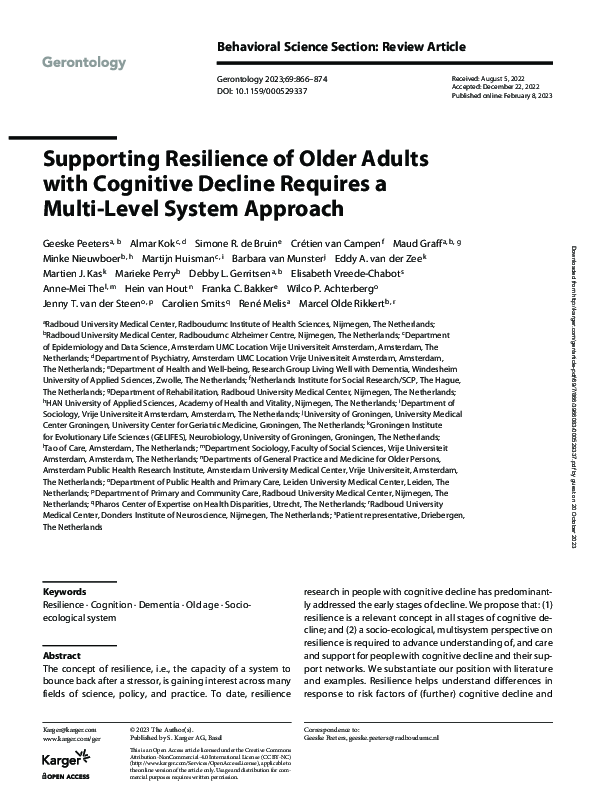 (PDF) Supporting Resilience of Older Adults with Cognitive Decline ...