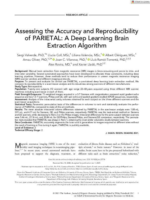 (PDF) Assessing the Accuracy and Reproducibility of PARIETAL : A Deep ...