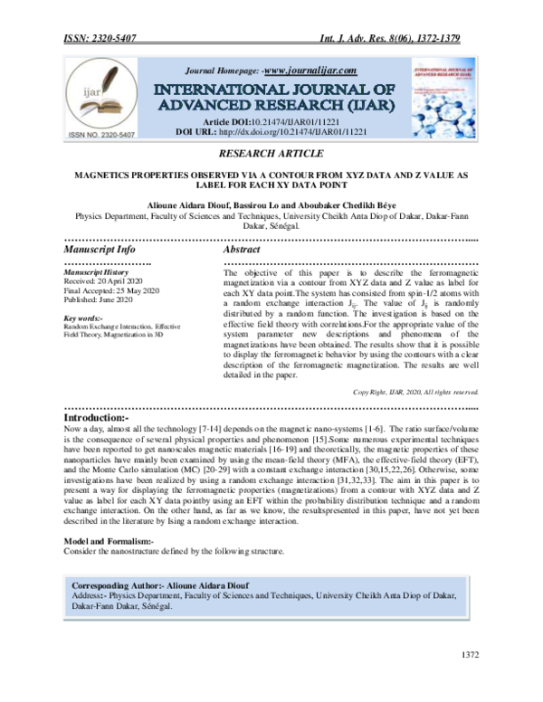 (PDF) Magnetics Properties Observed via a Contour from Xyz Data and Z ...