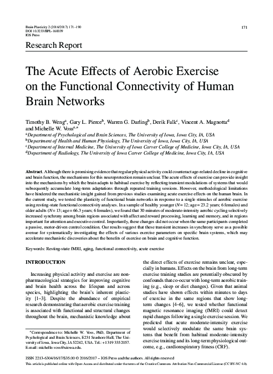 (PDF) The Acute Effects of Aerobic Exercise on the Functional ...
