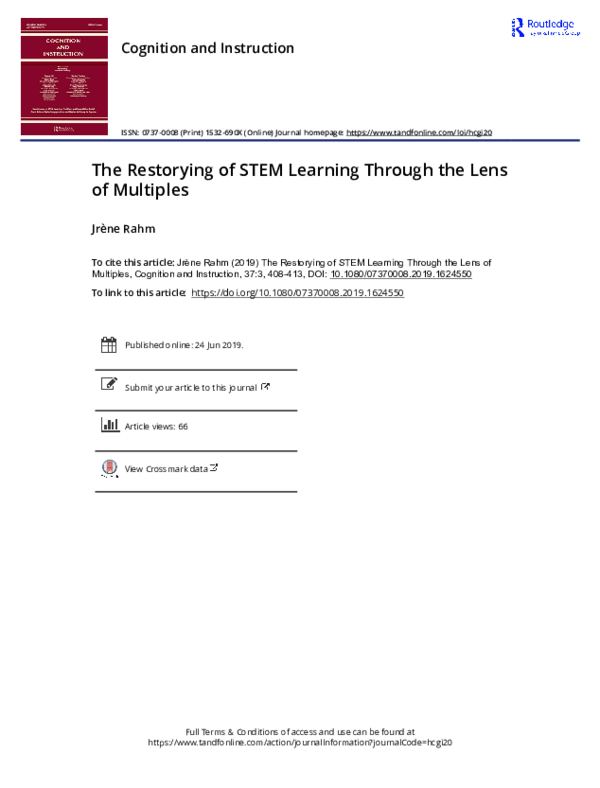(PDF) The Restorying of STEM Learning Through the Lens of Multiples