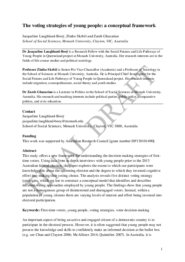 (PDF) The voting strategies of young people: a conceptual framework