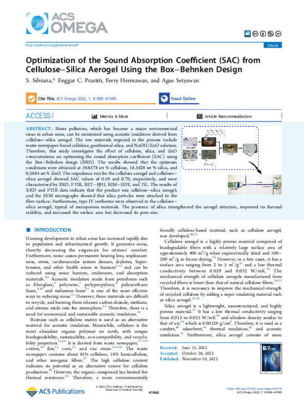 (PDF) Optimization of the Sound Absorption Coefficient (SAC) from ...