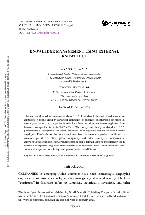 (PDF) Knowledge Management Using External Knowledge