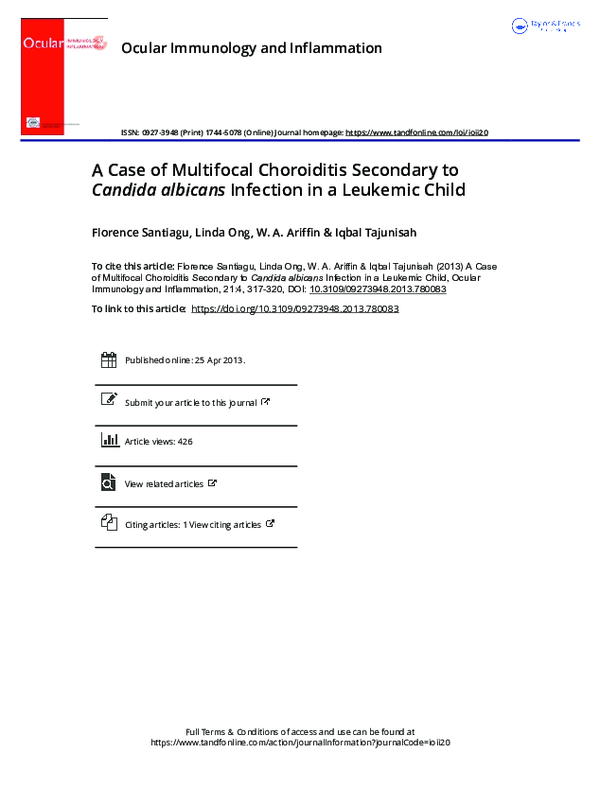 (PDF) A Case of Multifocal Choroiditis Secondary toCandida ...