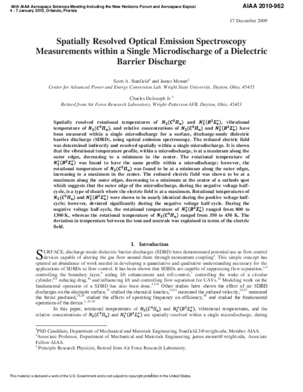 (PDF) Spatially Resolved Optical Emission Spectroscopy Measurements ...