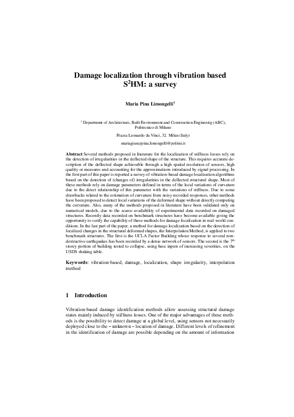(PDF) Damage Localization Through Vibration Based S2HM: A Survey