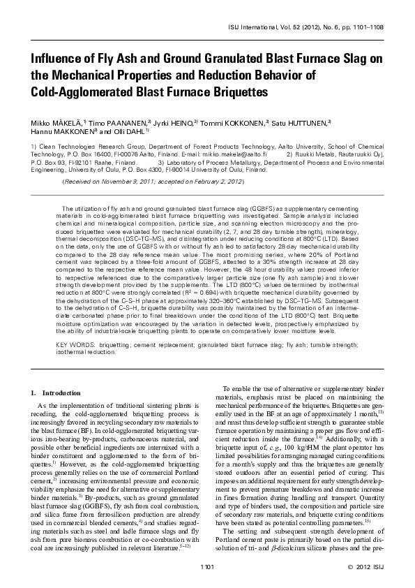 (PDF) Influence of Fly Ash and Ground Granulated Blast Furnace Slag on ...