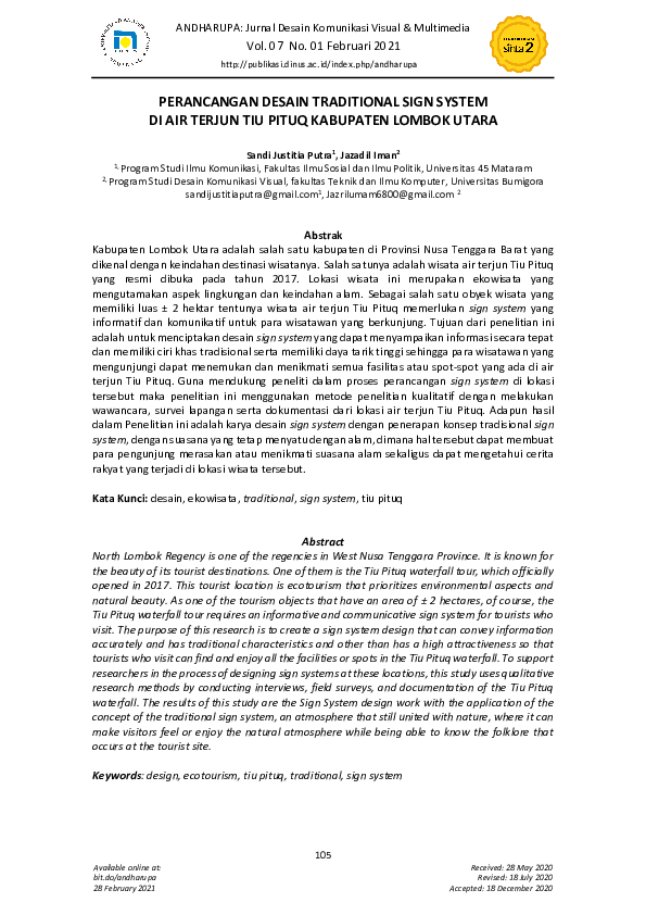 (PDF) Perancangan Desain Traditional Sign System DI Air Terjun Tiu ...