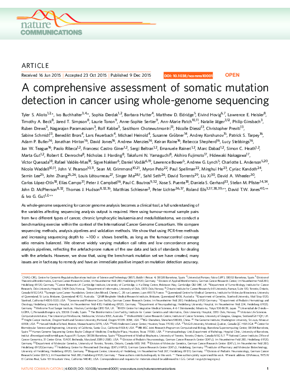 (PDF) A comprehensive assessment of somatic mutation detection in ...