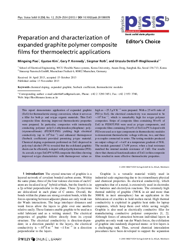 (PDF) Preparation and characterization of expanded graphite polymer ...