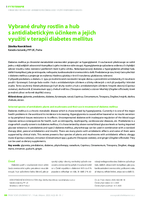(PDF) Selected species of antidiabetic plants and mushrooms and their ...