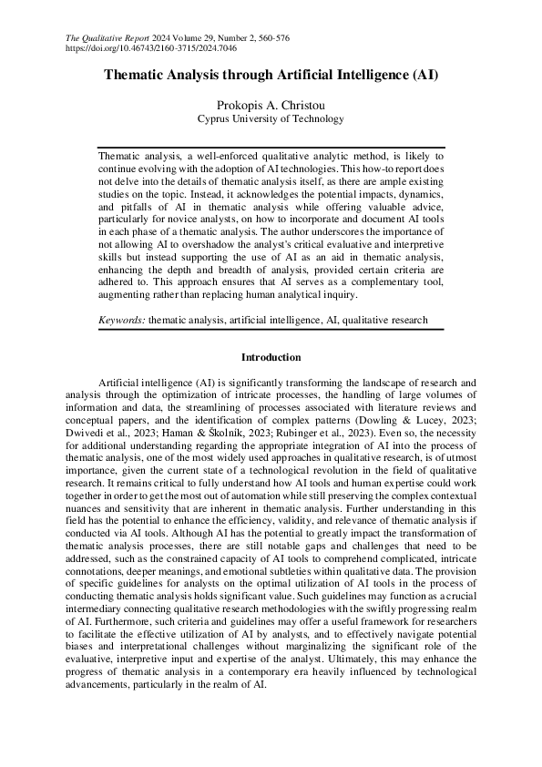 (PDF) Thematic Analysis through Artificial Intelligence (AI)