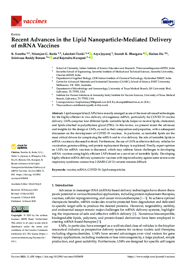 (PDF) Recent Advances in the Lipid Nanoparticle-Mediated Delivery of ...