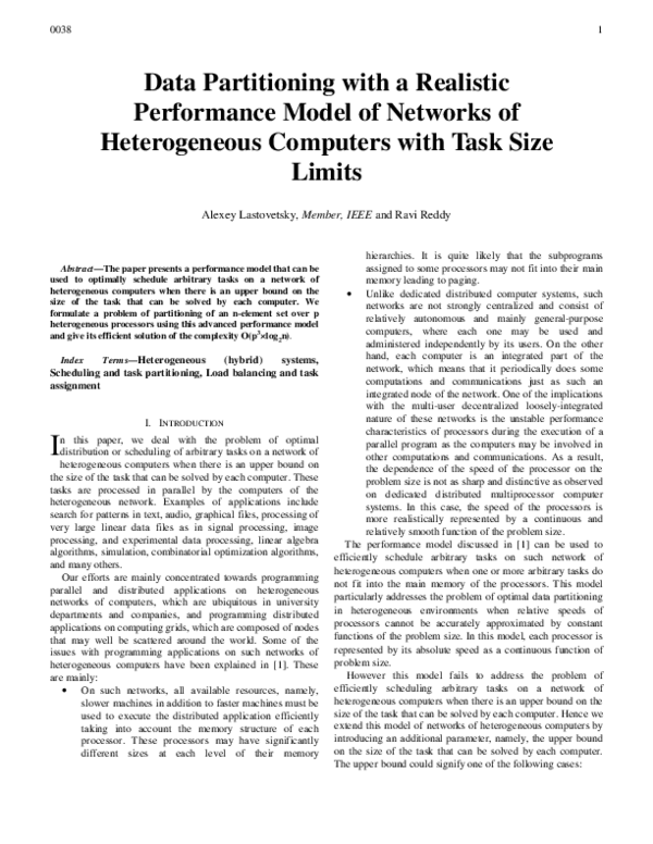 (PDF) Data Partitioning with a Realistic Performance Model of Networks ...