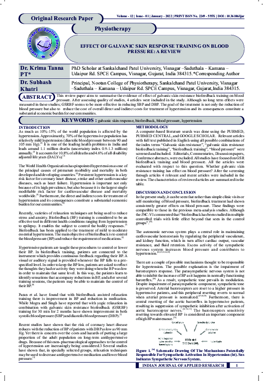 (PDF) EFFECT OF GALVANIC SKIN RESPONSE TRAINING ON BLOOD PRESSURE: A REVIEW