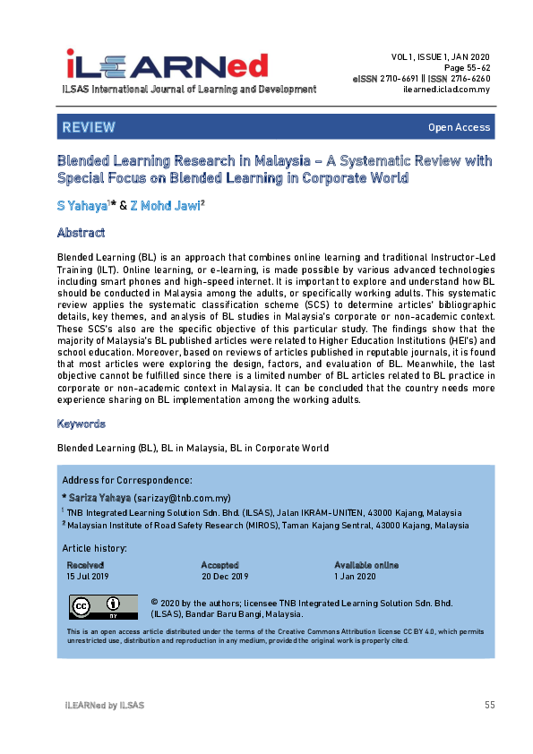 (PDF) Blended Learning Research in Malaysia – A Systematic Review with ...