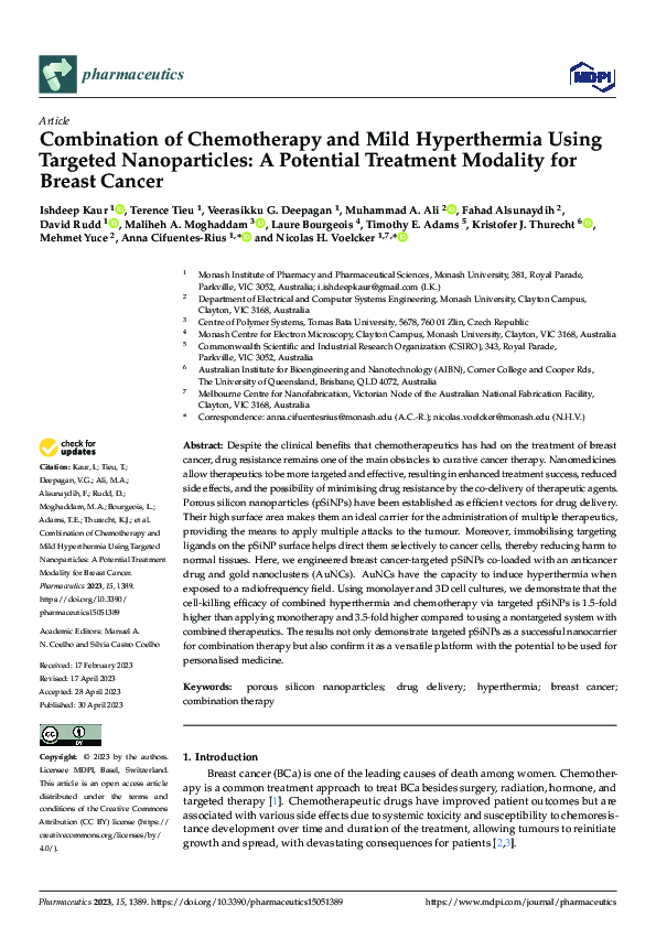(PDF) Combination of Chemotherapy and Mild Hyperthermia Using Targeted ...