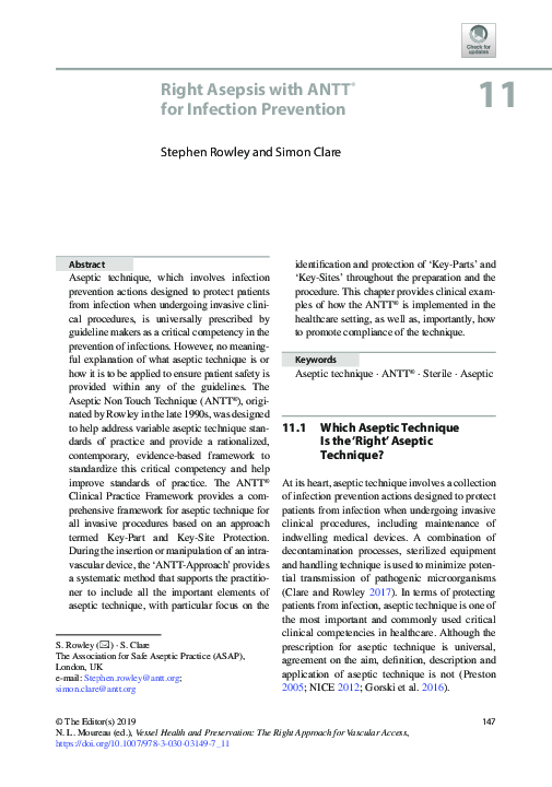 (PDF) Right Asepsis with ANTT® for Infection Prevention