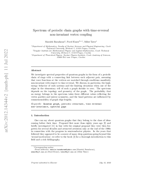 (PDF) Spectrum of periodic chain graphs with time-reversal non ...