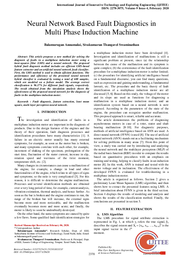 (PDF) Neural Network Based Fault Diagnostics in Multi Phase Induction ...