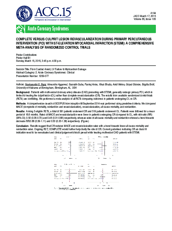 (PDF) Complete Versus Culprit Lesion Revascularization During Primary ...