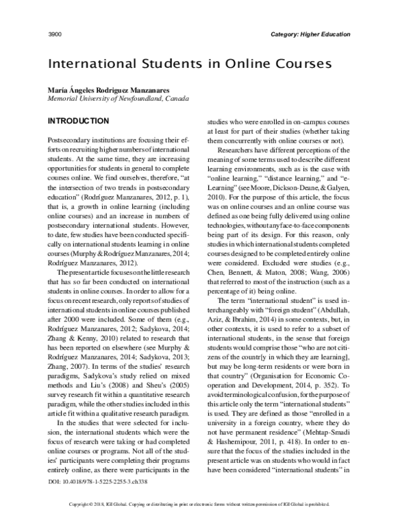 (PDF) International Students in Online Courses