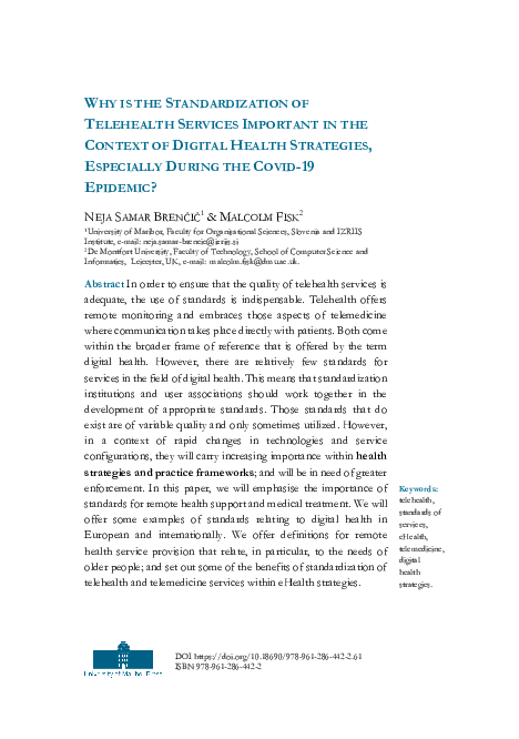 (PDF) Why is the Standardization of Telehealth Services Important in ...