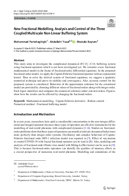 (PDF) New Fractional Modelling, Analysis and Control of the Three ...