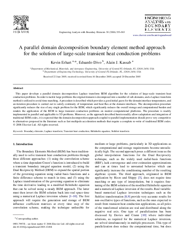(PDF) A parallel domain decomposition boundary element method approach ...