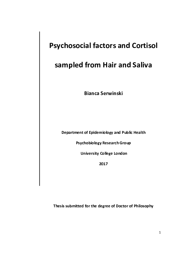 (PDF) Psychosocial factors and Cortisol sampled from Hair and Saliva