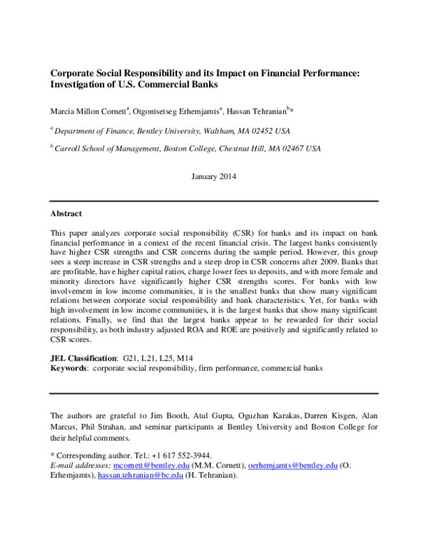 (PDF) Corporate Social Responsibility and Its Impact on Financial ...