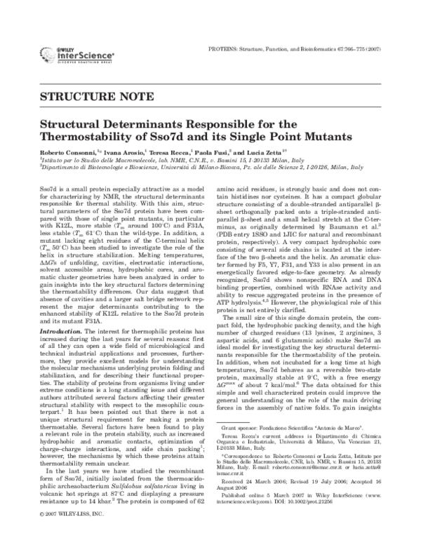 (PDF) Structural determinants responsible for the thermostability of ...
